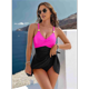thumbnail image 4 of Traje de Baño de una Pieza para Mujer, Ajustado, Cruzado, Sin Espalda, Rosa, Rojo y Negro, Talla XL, 4 of 6