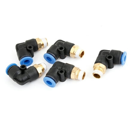 Unique Bargains 5 x Solenoid Valve Dual Way 90 Degree Joint Pneumatic Quick Fittings 9.7mmx6mm
