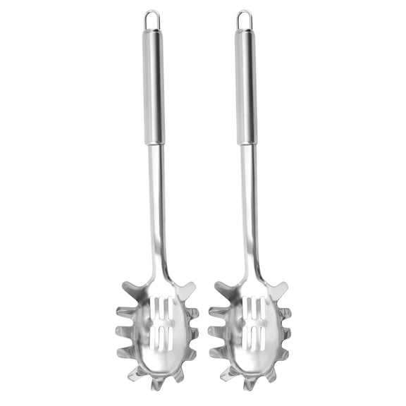 2pcs Stainless Steel Pasta Spoon Utensil for Home Use Slotted Spaghetti Server with Comfortable