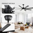 thumbnail image 3 of Sofucor 52" Modern Black Ceiling Fan with Light ,Phone APP and Remote,Voice Control, 3 of 14