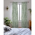 thumbnail image 3 of Dark Green Botanical Sheer Curtains 84 Inch Length 2 Panels Set for Living Room/Bedroom, Pastoral Elegant Spring Floral Kitchen Curtains Grommet Semi-Sheer Curtains Drapes Window Treatments 52"x84"x2, 3 of 7