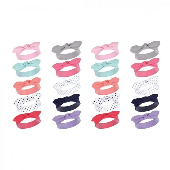 Hudson Baby Infant Girl Cotton Headbands, Bright Colors 20-Piece, 0-24 Months