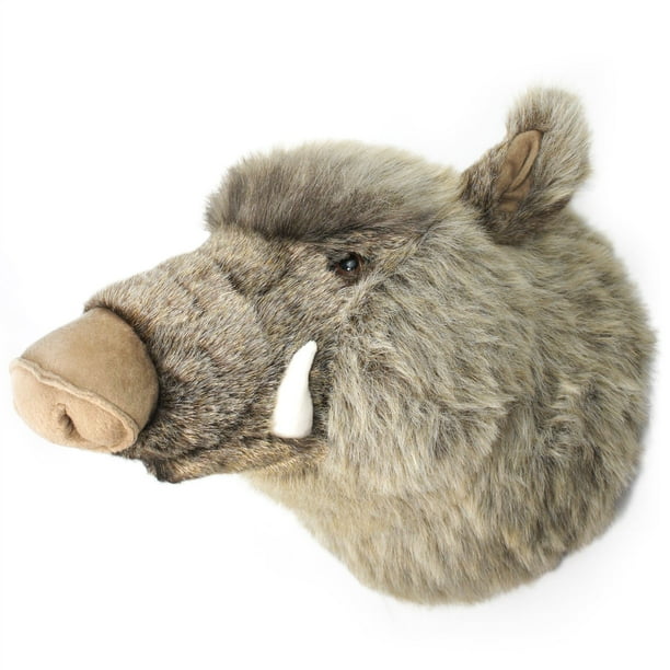Waverly the Boar | 17 Inch Stuffed Animal Plush Hog Head Wall Mount Bust | By Tiger Tale Toys