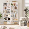 thumbnail image 4 of Homfa 6 Tier Tall Bookshelf and Bookcase, Wooden Bookcase Display Shelf for Living Room Home Office Library Storage, White, 4 of 8