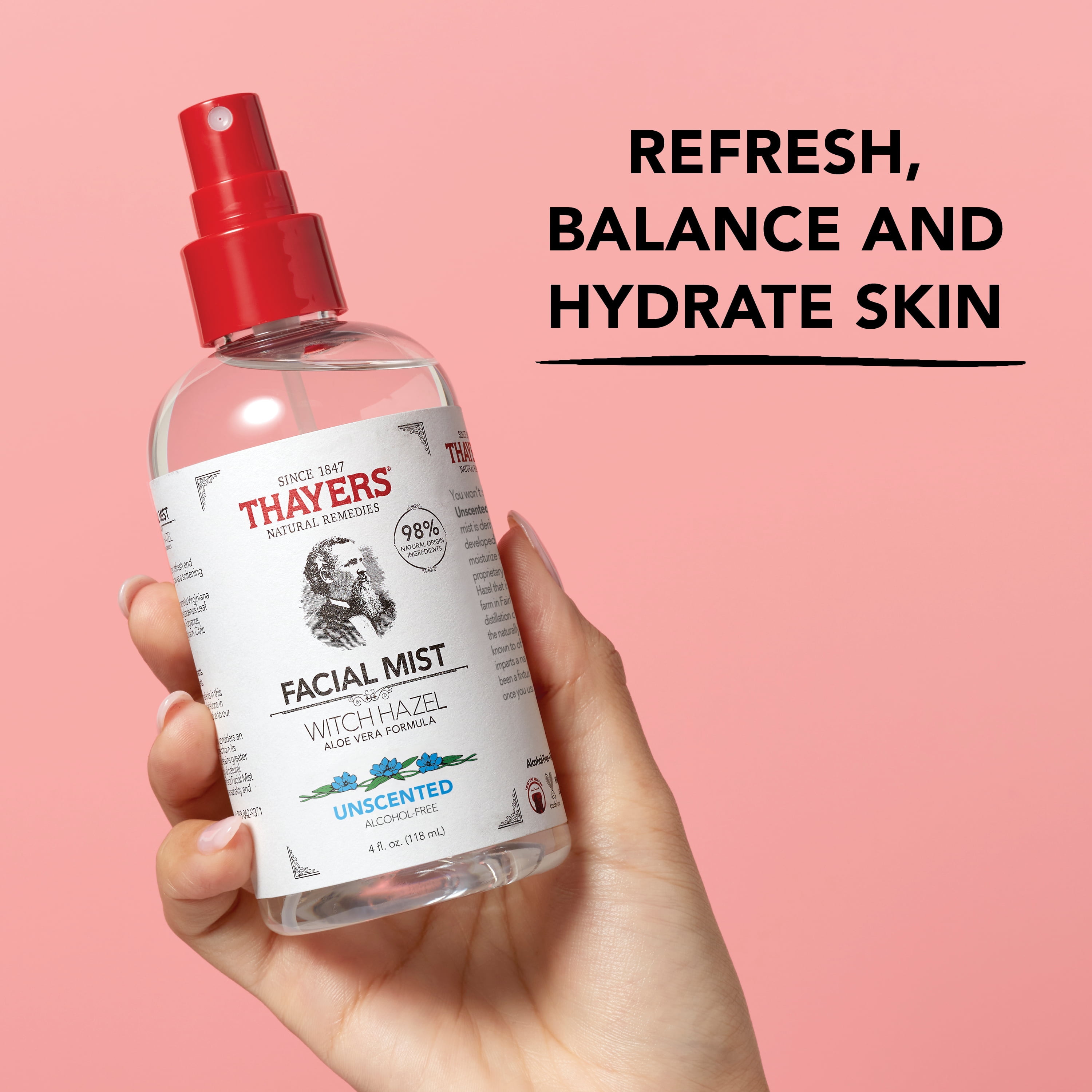 Thayers Unscented Witch Hazel Face Mist, Dryness, All Skin Types, 4 fl oz