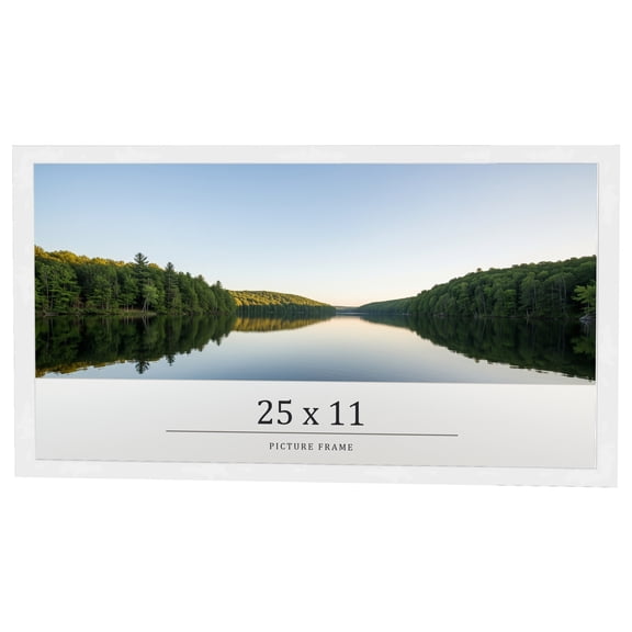 25x11 Frame White Real Wood Picture Frame Width 0.75 inches | Interior Frame Depth 0.5 inches |