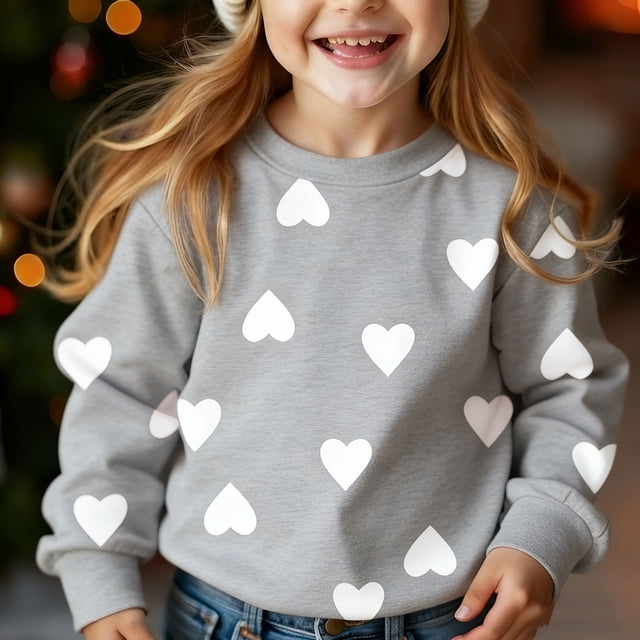 Blusas y camisas de manga larga con cuello redondo Estampado para niños Estampado de manga larga Casual Suelto Forro polar para mayor calidez Sudadera con capucha de manga larga con cuello redondo par