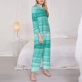 thumbnail image 3 of Goofa Teal Turquoise Printed Women’s 2 Piece Pajama Set Super,Pajamas Women's Long Sleeve Sleepwear Soft Button Down Loungewear Pjs Lounge Set Nightwear-Large, 3 of 9