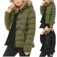thumbnail image 6 of Lovskoo Womens Winter Coats Quilted Jacket Hooded Zippers Solid Medium and Long Term Loose Long Sleeve Warm Blouse Coat Jackets Cotton Padded Outerwear Black, 6 of 6