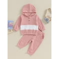 thumbnail image 2 of Bagilaanoe 2pcs Baby Girl Boy Pants Set Toddler Contrast Colors Long Sleeve Hoodie Sweatshirt Tops + Trousers 6M 12M 18M 24M 3T 4T Kids Casual Clothes, 2 of 8