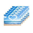 thumbnail image 4 of MKHERT Tropocal Beach and Sea Love Heart of Clouds On Blue Sky Placemats Table Mats for Dining Room Kitchen Table Decoration 12x18 inch,Set of 6, 4 of 4