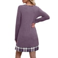 thumbnail image 3 of Fall winter Dresses for Women 2026 Long Sleeve Sweater Dress Color Block，Ribbed, Lightweight, Fall winter Clothing, Loose Fit,Purple,S, 3 of 3