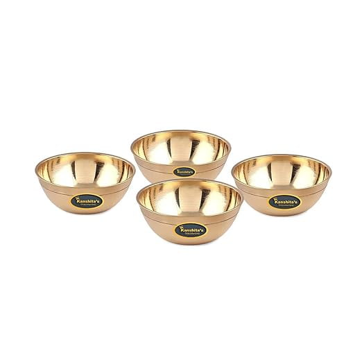AVOKA Brass Diya & Small Decorative Bowl (35 ML) for Puja – Elegant Home Decoration for Festivals & Rituals set of 4