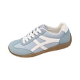 thumbnail image 3 of HTHLVMD Lace-Up Low-Top Casual Shoes, Suede Leather Combination Walking Shoes, Women's Retro Two-Tone Low-Top Lace-Up Sneakers, Slip-On Suede Non-Slip Fashionable Casual Walking Shoes, Sky Blue 5.5, 3 of 6