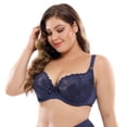 thumbnail image 3 of Thin Cup Bras for Women, Adjusted-strap Push Up Underwire Bra Sexy Underwear Lace Bralette Lingerie Top Plus Size 36E-46E, 3 of 7