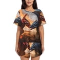 thumbnail image 1 of Balery Lava Dragon Conjunto de Pijama para Mujer con Estampado, Dos Piezas de Manga Corta y Shorts, Ropa de Dormir Suave con Cuello Redondo y Bolsillos-Medium, 1 of 6