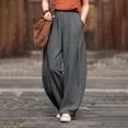 thumbnail image 2 of GZWYHT Harem Pants For Women，Yoga Boho Palazzo Pants With Pockets Baggy Trousers Beach Vacation High Waisted Elastic Loose Lightweight Trousers Wide Leg Pants，Gray XL, 2 of 7