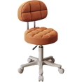 thumbnail image 1 of Chaise de Coiffeuse avec Roues, Tabourets Roulants Ronds avec Dossier, Chaise de Bureau en Cuir PU (Couleur : Marron, Taille : 46 * 73-82cm), 1 of 6