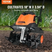 VEVOR 12 Amp Electric Tiller, 18 Tilling Width 3.94 Tilling Depth Corded Electric Tiller/Cultivator, Steel Mn Tines, Rototiller for Garden Lawn Soil Digging