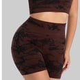 thumbnail image 4 of VBVC Women's High Waist Tie-Dye Ribbed Shorts,Ladies Stretchy Fashion Women's Shorts,Summer Comfy Activewear Shorts For Women,Coffee,S-XL, 4 of 7