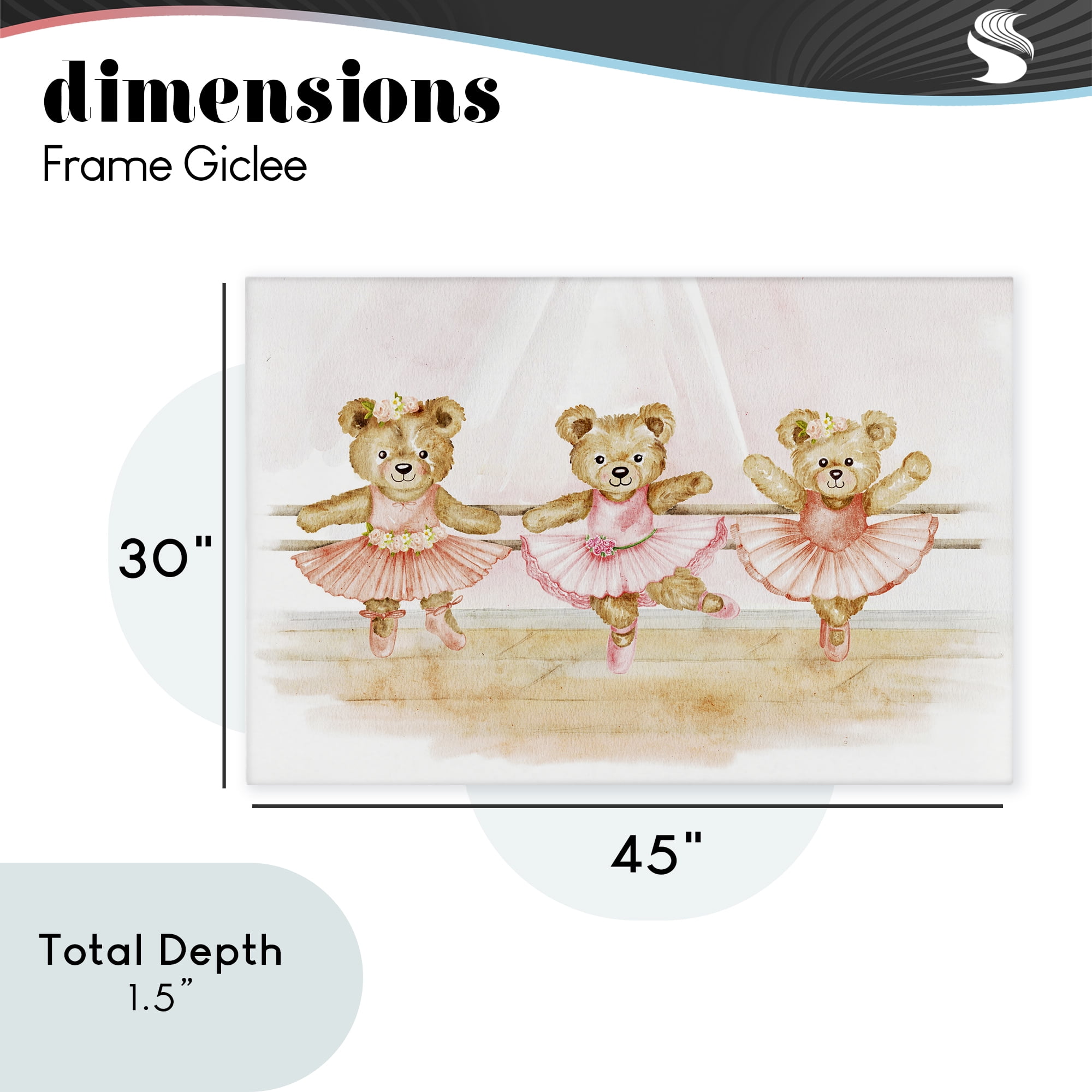 Ballet Teddies Triplet Canvas Wall Art, design by Amy Hall