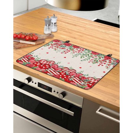 

Red Love Heart Valentines Day Stove Top Covers for Electric Stove Heat Insulation Fireproof Glass Cooktop Cover Counter Top Glass Stove Cover for Prevent Scratches 36 x21 Eucalyptus Leaves Floral