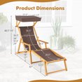 thumbnail image 3 of Costway Birch Wood Chaise Lounge Chair with Adjustable Canopy Reclining Backrest & Footrest Brown, 3 of 9