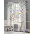 thumbnail image 5 of Spring Floral Pig Sheer Curtains 84 Inches Long 2 Panels Set, Window Sheer Curtains for Living Room/Bedroom, Weeping Flowers Leaves Farmhouse Watercolor Light Filtering Rod Pocket Curtain 52''x84''x2, 5 of 8