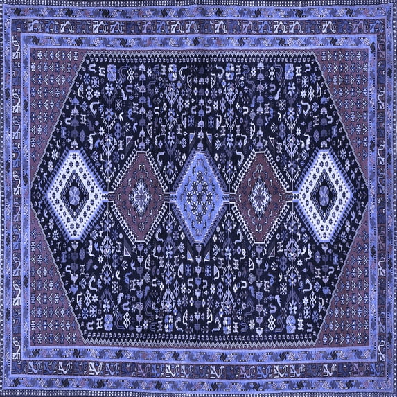 Ahgly Company Indoor Square Persian Blue Traditional Area Rugs, 6' Square