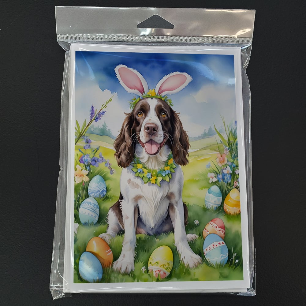 English Springer Spaniel Easter Egg Hunt Greeting Cards Pack of 8 7 in x 5 in