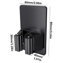 Self Adhesive Broom Holder Wall Mount - Heavy Duty No Drill Broom Organizer for Garage Closet Kitchen, Plastic Storage Rack for Brooms Mops Tools, Peel and Stick Adhesive(Black)