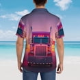 thumbnail image 4 of Logiee Sunset Truck Highway Print Mens Hawaiian Shirts,Loose-Fit Short Sleeve Button Down Tropical Aloha Beach Shirt,Summer Vacation Wedding Tops,Small, 4 of 7