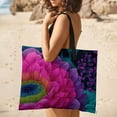 thumbnail image 5 of Vibrant Floral Textile Design Dark Background Picnic Blanket Waterproof Outdoor Beach Blanket Hand-held Pad Suitable for Travel, Camping, Beach, Family Gatherings, 5 of 8