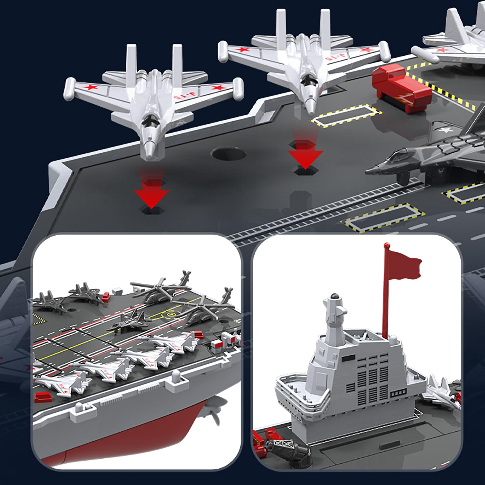 S27 RC Boat Aircraft Carrier, Warship Battleship Aircraft Carrier with 2 Rechargeable Batteries, 2.4GHz RC Battle Boat Dual Motor, 60 Min Playtime, 60m Range for Pool & Lake