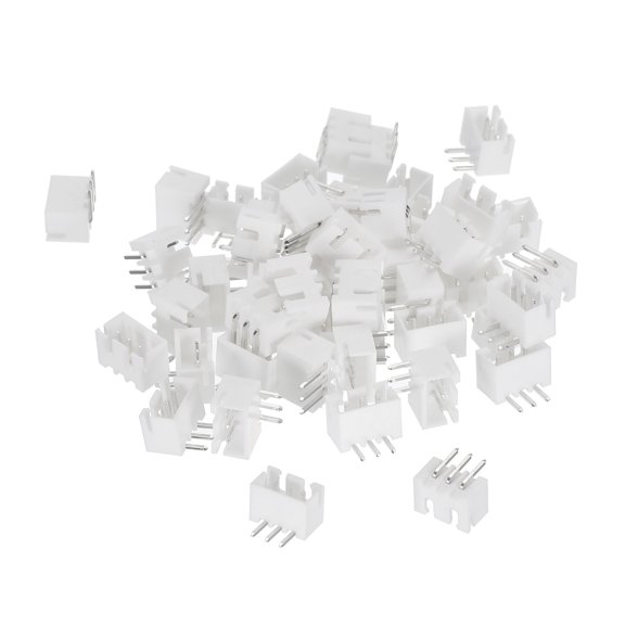 2.54mm Connector 3 Pin Male Adapter Right Angle Pin Header White Socket for Wire to Board Connection, 50 Pack