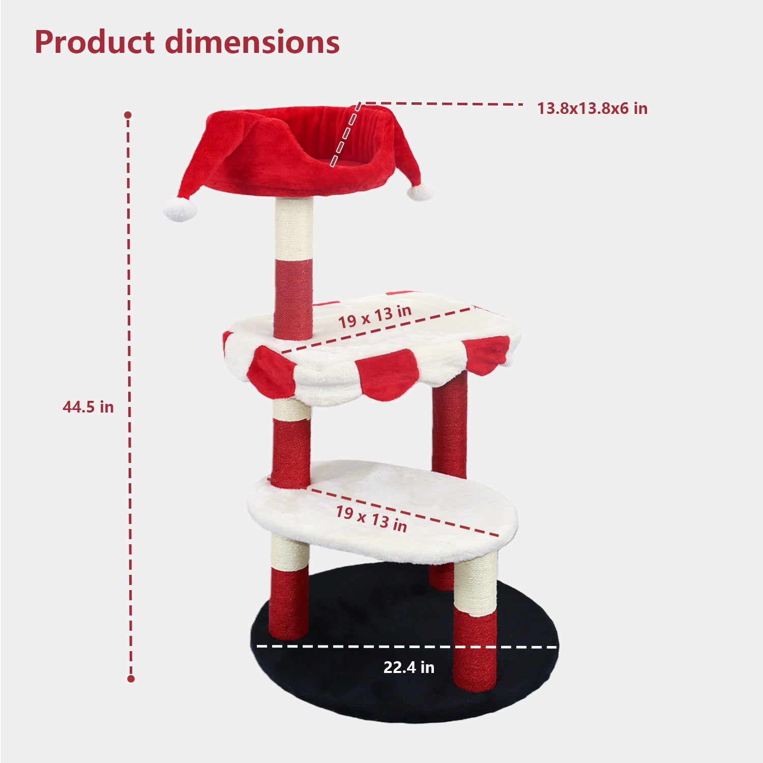 Cat Tree with Cozy Perch & Scratching Posts, Red & White Design Multi-Level Cat Furniture for Kittens/Cats to Climb, Rest & Play