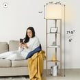 thumbnail image 6 of ATAMIN Alvis Edge Tall Standing Modern Corner Floor Lamp with Shelves, Decorative Floor Lamp, Rustic Wood, 72", 6 of 6
