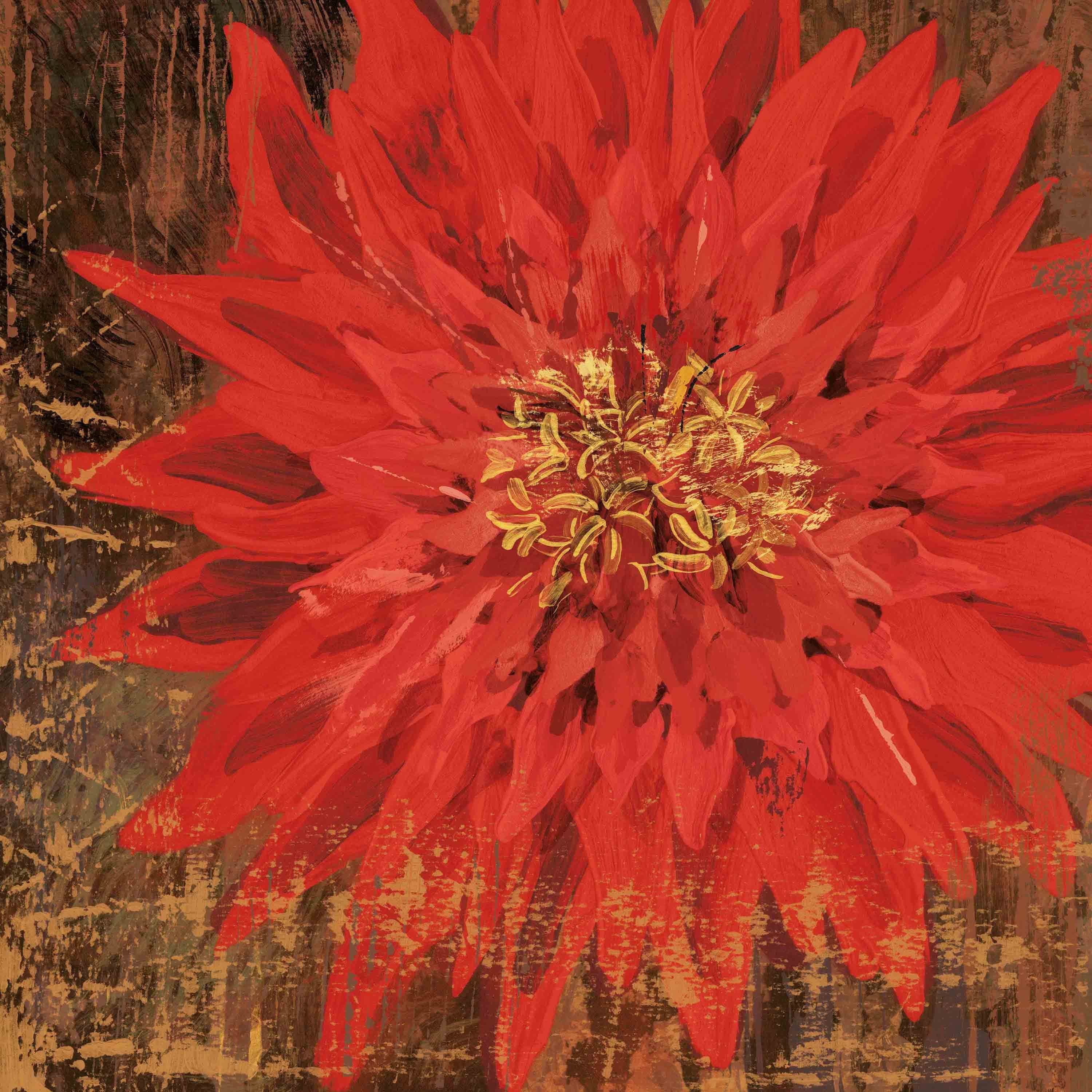Marmont Hill "Floral Frenzy Red III" Painting Print on Canvas