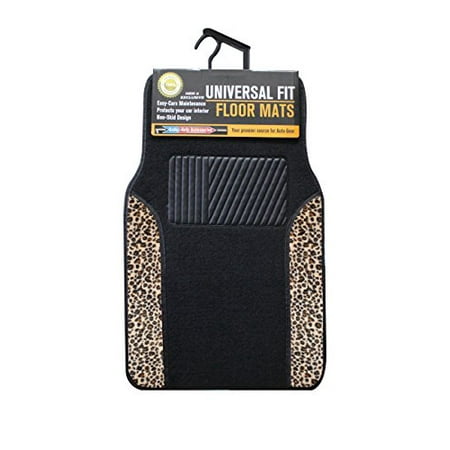 Two Tone 4 Piece Animal Print Floor Mats Black And Brown Cheetah