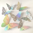 thumbnail image 4 of Pegatina de pared de mariposa colorida para decoración del hogar, textura de Metal, pegatinas de arte de pared de mariposa hermosa, suministros de manualidades DIY, 12 piezas, 4 of 4