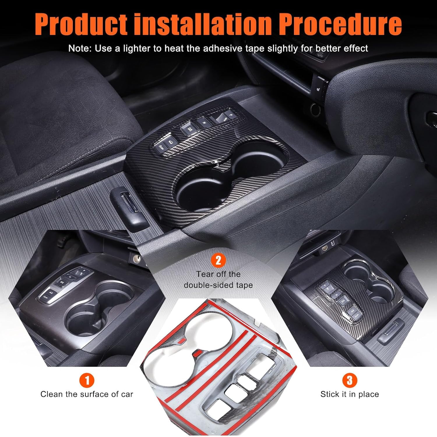Center Console Gear Shift Panel Cup Holder Cover Trim Compatible with Honda Pilot 2016-2022/ Ridgeline 2020-2023/ Passport 2019-2023 Accessories