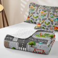 thumbnail image 4 of Manfei Toy Cars Quilt Full,Cartoon Houses Full Bedspread Sets,Gray,3-Piece, 4 of 7