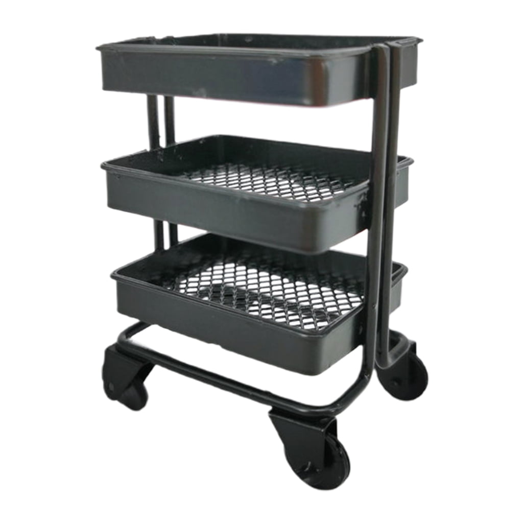 Sorrowso Mini Trolley Floor Storage Rack with Wheels Dollhouse ...