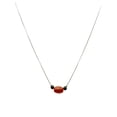 thumbnail image 4 of Oval Carnelian Black Onyx Stone Station Sterling Silver Box Chain Necklace Adjustable, Earrings 20", 4 of 4