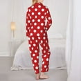 thumbnail image 5 of Kll Red Polka Dot Print Women'S Long Sleeve Pajamas With Pants Sleepwear Loungewear 2 Set-Large, 5 of 9