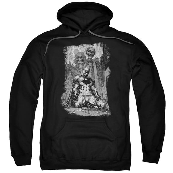 Trevco Batman-Sketchy Shadows - Adult Pull-Over Hoodie - Black- Medium