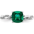 thumbnail image 5 of Sterling Silver Rhodium-Plated Created Emerald And Diamond Ringsize 8 (Width 1.75 To 3) - Jbsp, 5 of 5