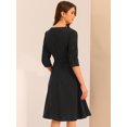 thumbnail image 4 of Vestido con Escote En V para Mujer Vestido Elegante con Cinturón y Bolsillos Negro L Allegra K, 4 of 6