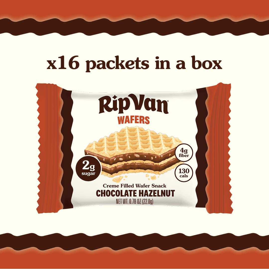 Rip Van Chocolate Hazelnut Wafer Cookies, Non-GMO, 2g Sugar, 16 Count
