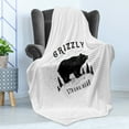 thumbnail image 4 of Bear Soft Flannel Fleece Throw Blanket, Strong Grizzly Bear in the Forest Vintage Grunge Look Life in the Mountains Theme, Cozy Plush for Indoor and Outdoor Use, 50" x 70", Black White, by Ambesonne, 4 of 5